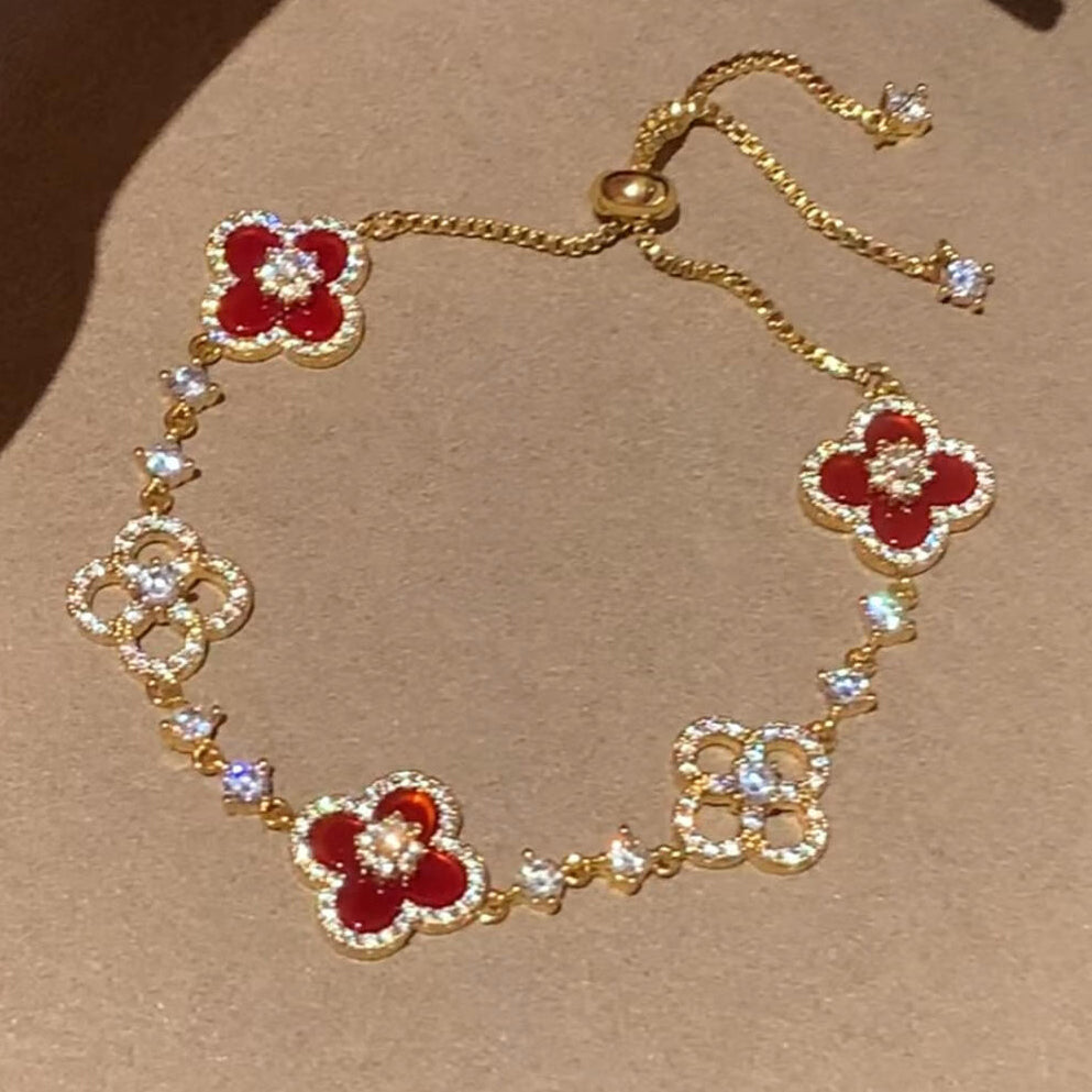 [Elowen jewels] クローバー 5モチーフ ピンク・ブルー・レッド・ホワイト ブレスレット