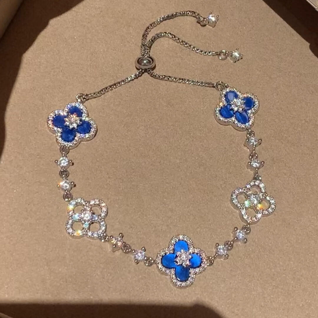 [Elowen jewels] クローバー 5モチーフ ピンク・ブルー・レッド・ホワイト ブレスレット