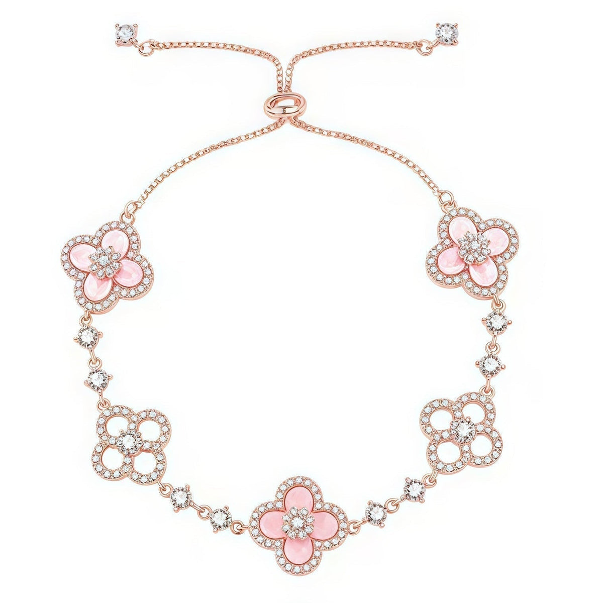 [Elowen jewels] クローバー 5モチーフ ピンク・ブルー・レッド・ホワイト ブレスレット