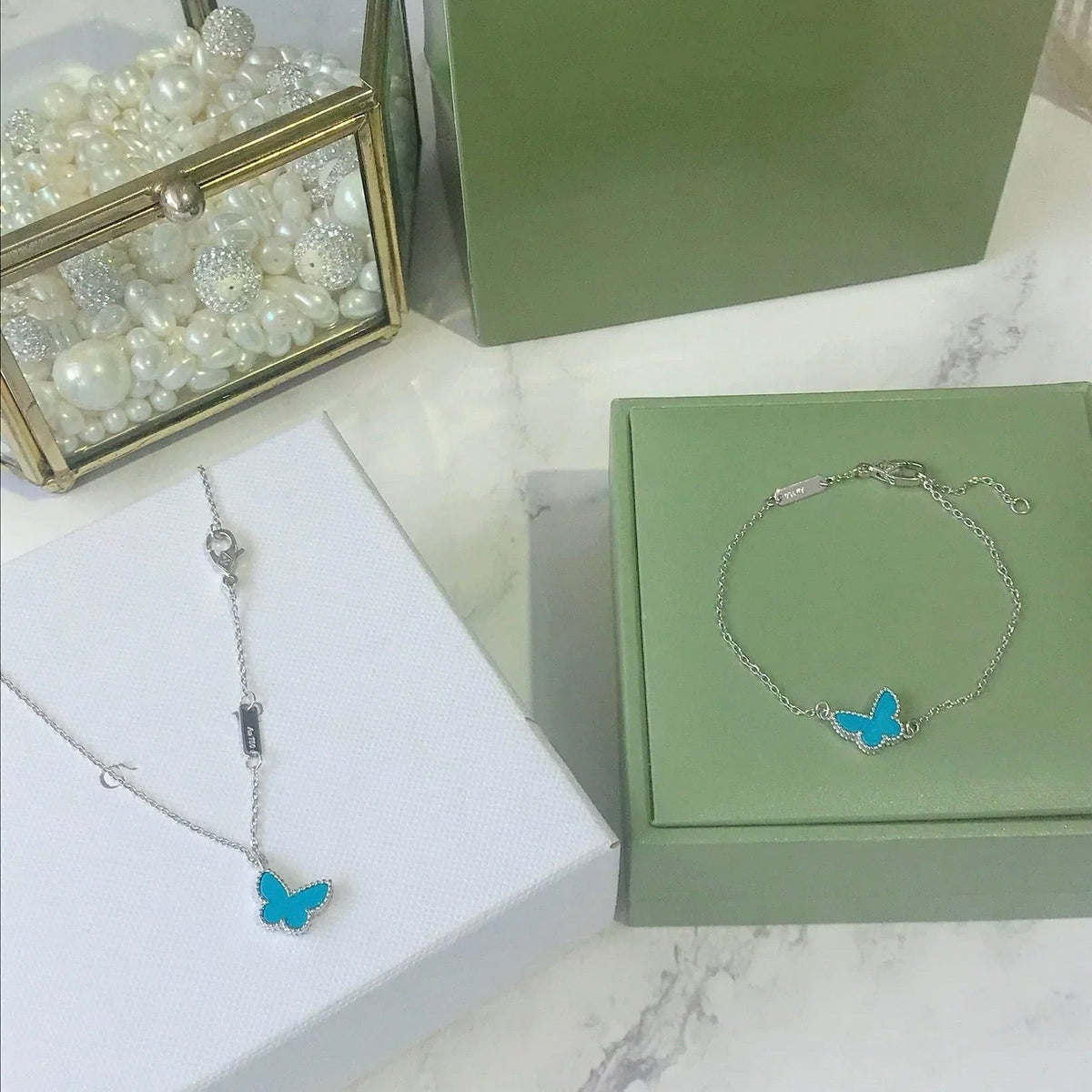 [Elowen jewels ]SCHMETTERLING TÜRKIS SCHMETTERLINGSARMBAND SILBER