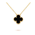 [Elowen jewels ]CLOVER 15MM BLACK ONYX SINGLE FLOWER NECKLACE
