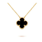 [Elowen jewels ]CLOVER 15MM BLACK ONYX SINGLE FLOWER NECKLACE