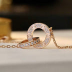 [Elowen jewels ]LOVE 7.6MM NECKLACE ROSE GOLD AND SILVER  FULL DIAMOND