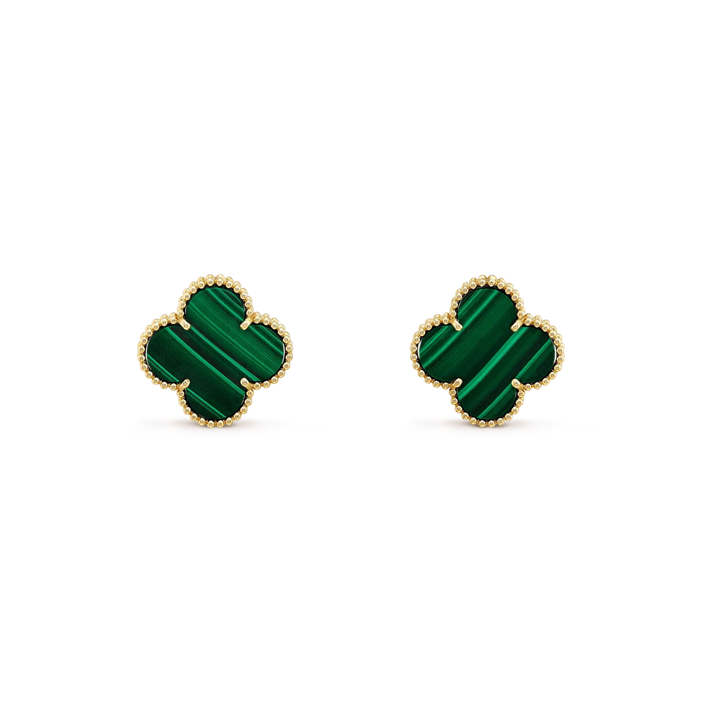[Elowen jewels ]CLOVER MINI 9,5 MM MALACHIT OHRRINGE