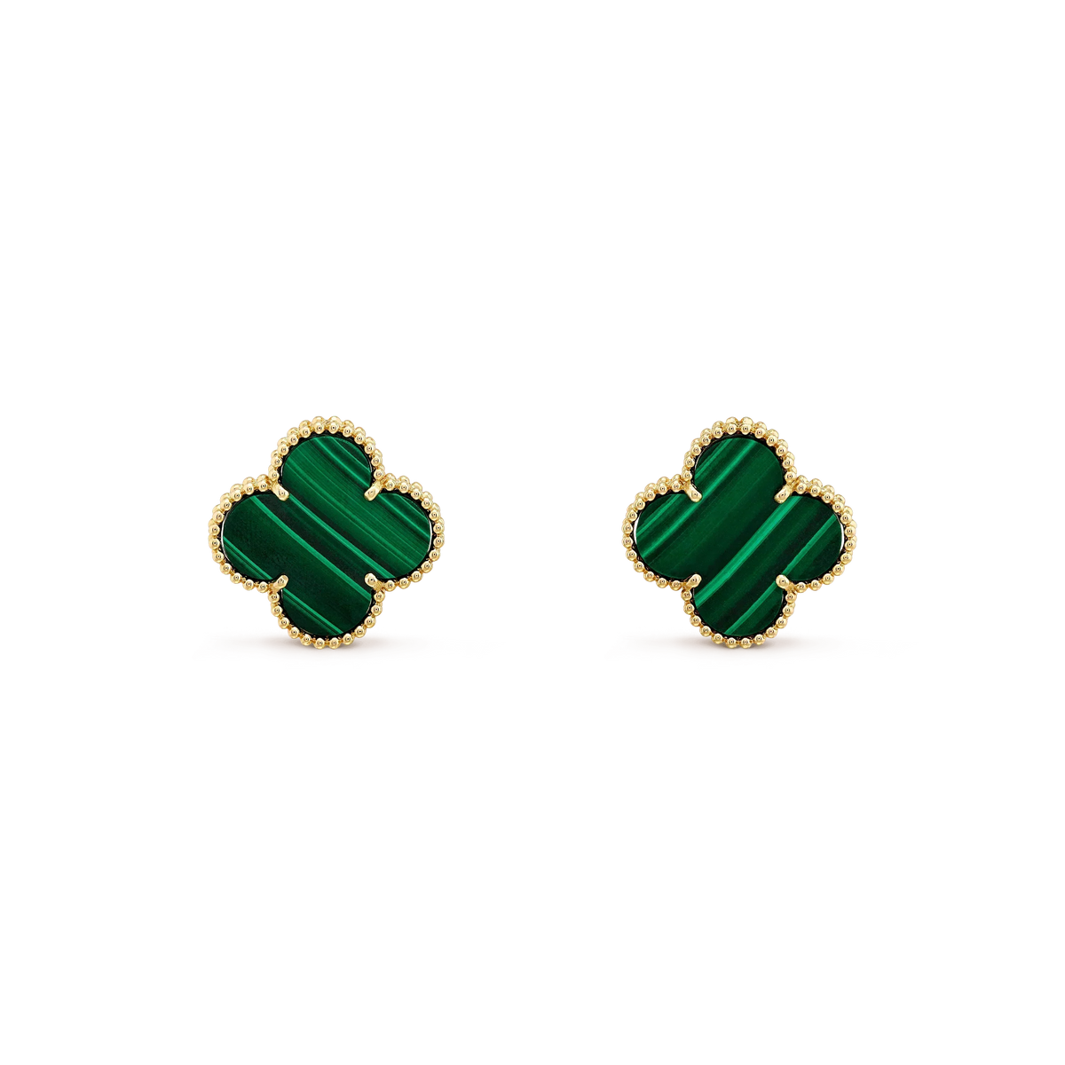 [Elowen jewels ]CLOVER MINI 9,5 MM MALACHIT OHRRINGE
