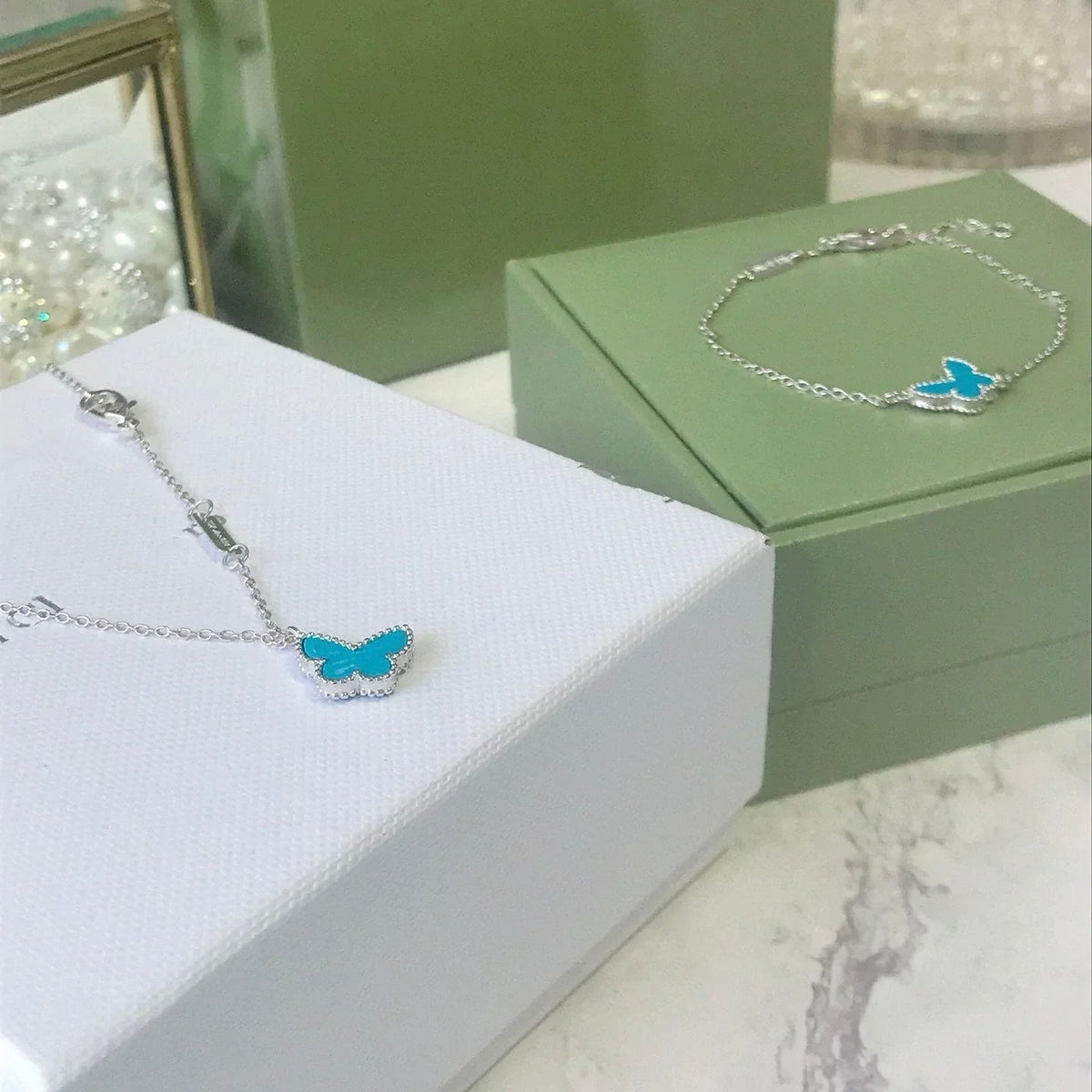 [Elowen jewels ]SCHMETTERLING TÜRKIS SCHMETTERLINGSARMBAND SILBER