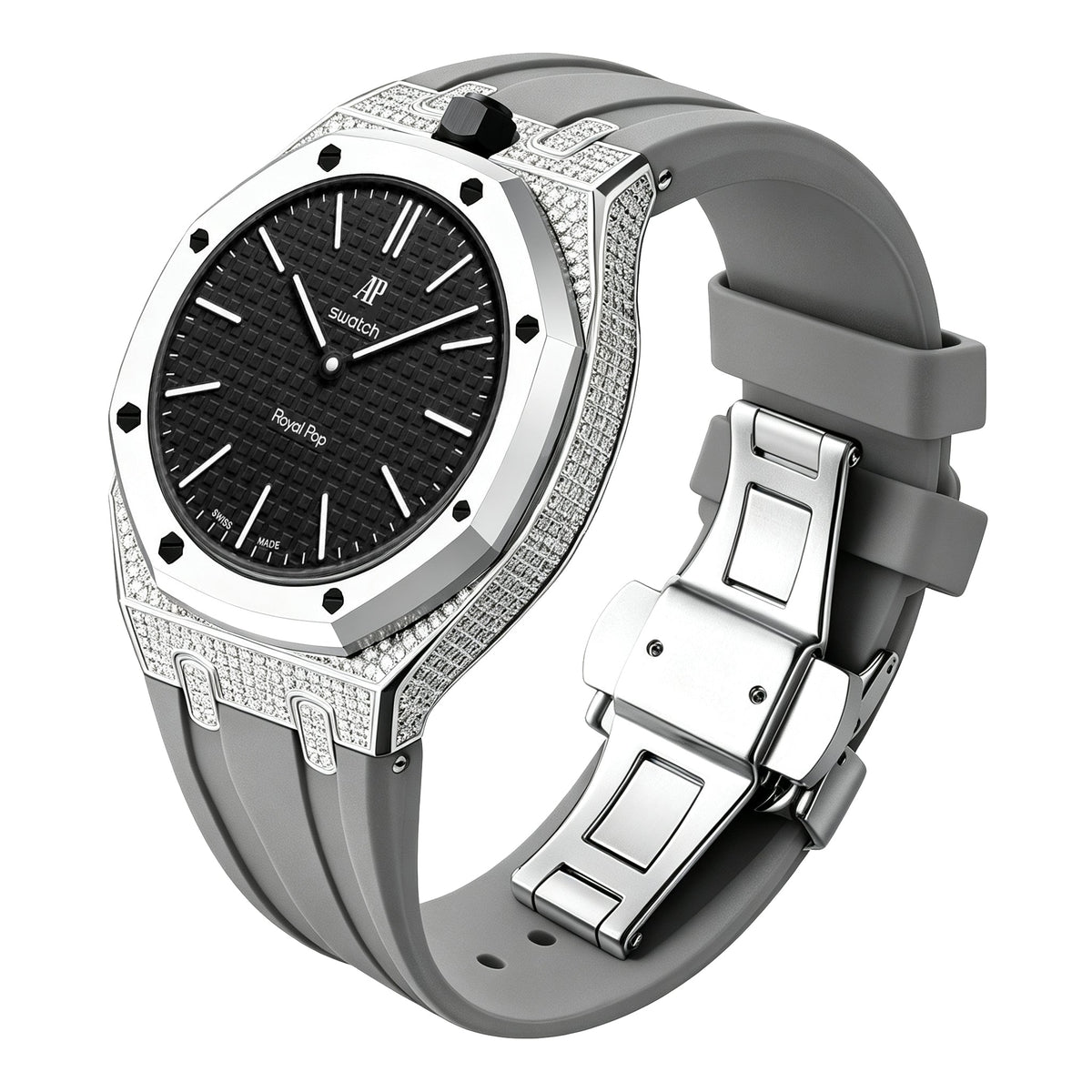 Royal Oak Pop Exclusive Steel Case With Diamond(Moissanite) & Silicone Strap