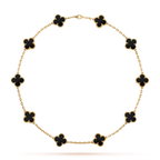 [Elowen jewels ]CLOVER HALSKETTE MIT 10 ONYX-MOTIVEN
