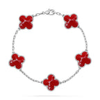 [Elowen jewels ]KLEEBATT-ARMBAND MIT 5 MOTIVEN, ROTES MUSTER, KOLLEKTION