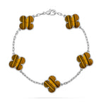 [Elowen jewels ] KOLLEKTION KLEEBLATT ARMBAND MIT 5 TIGERAUGE-MOTIVEN