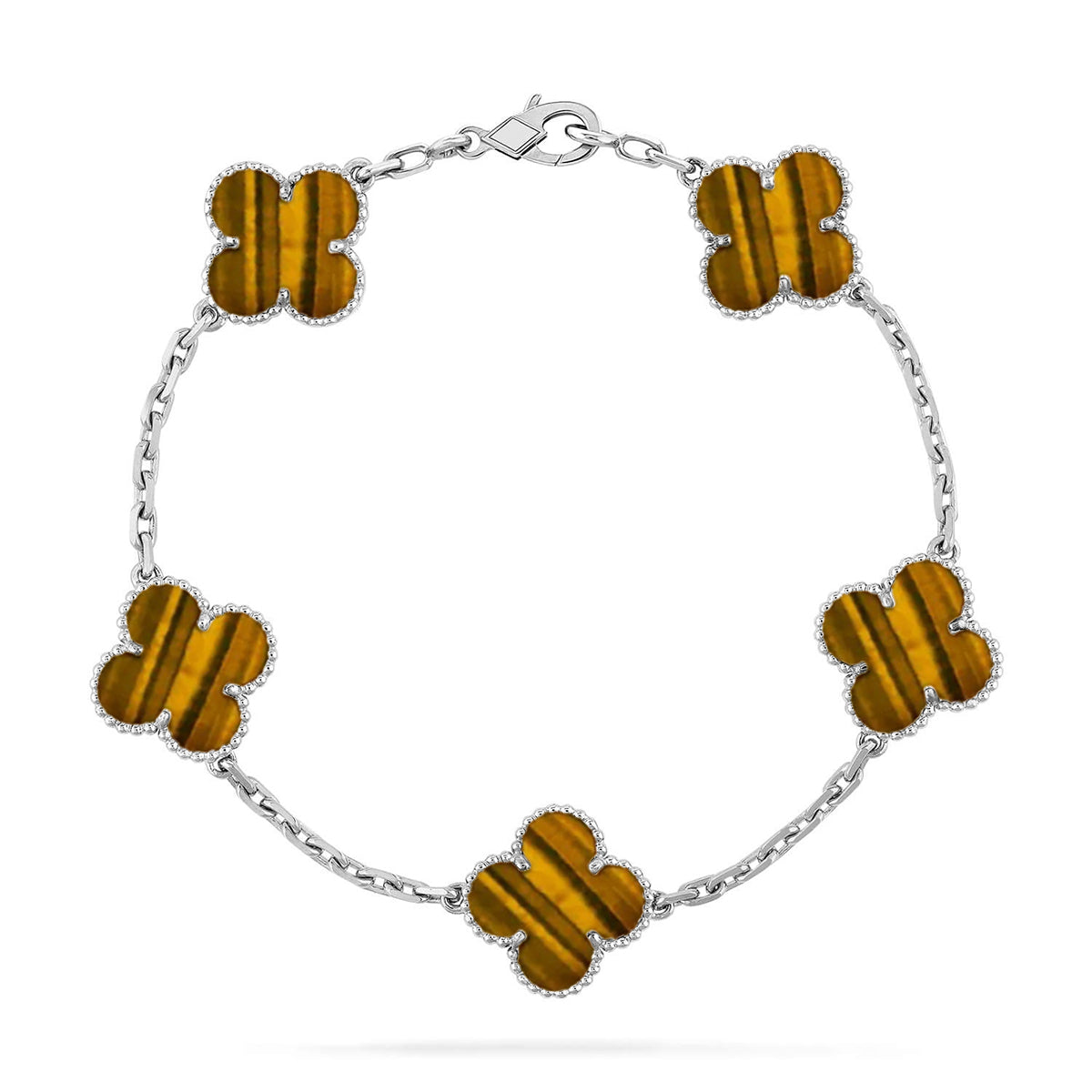 [Elowen Jewels] CLOVER 5 MOTIFS TIGER EYE BRACELET COLLECTION