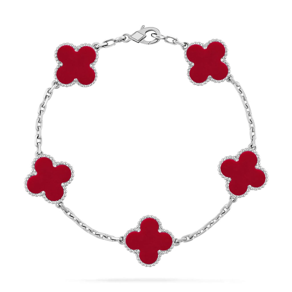 [Elowen jewels ] CLOVER 5 MOTIF RED CORNELIAN BRACELET COLLECTION