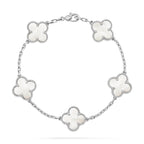 [Elowen jewels ]KOLLEKTION CLOVER WHITE PEARL MOP ARMBAND MIT 5 MOTIVEN