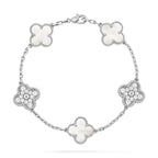 [Elowen jewels ]KOLLEKTION CLOVER WHITE PEARL MOP ARMBAND MIT 5 MOTIVEN