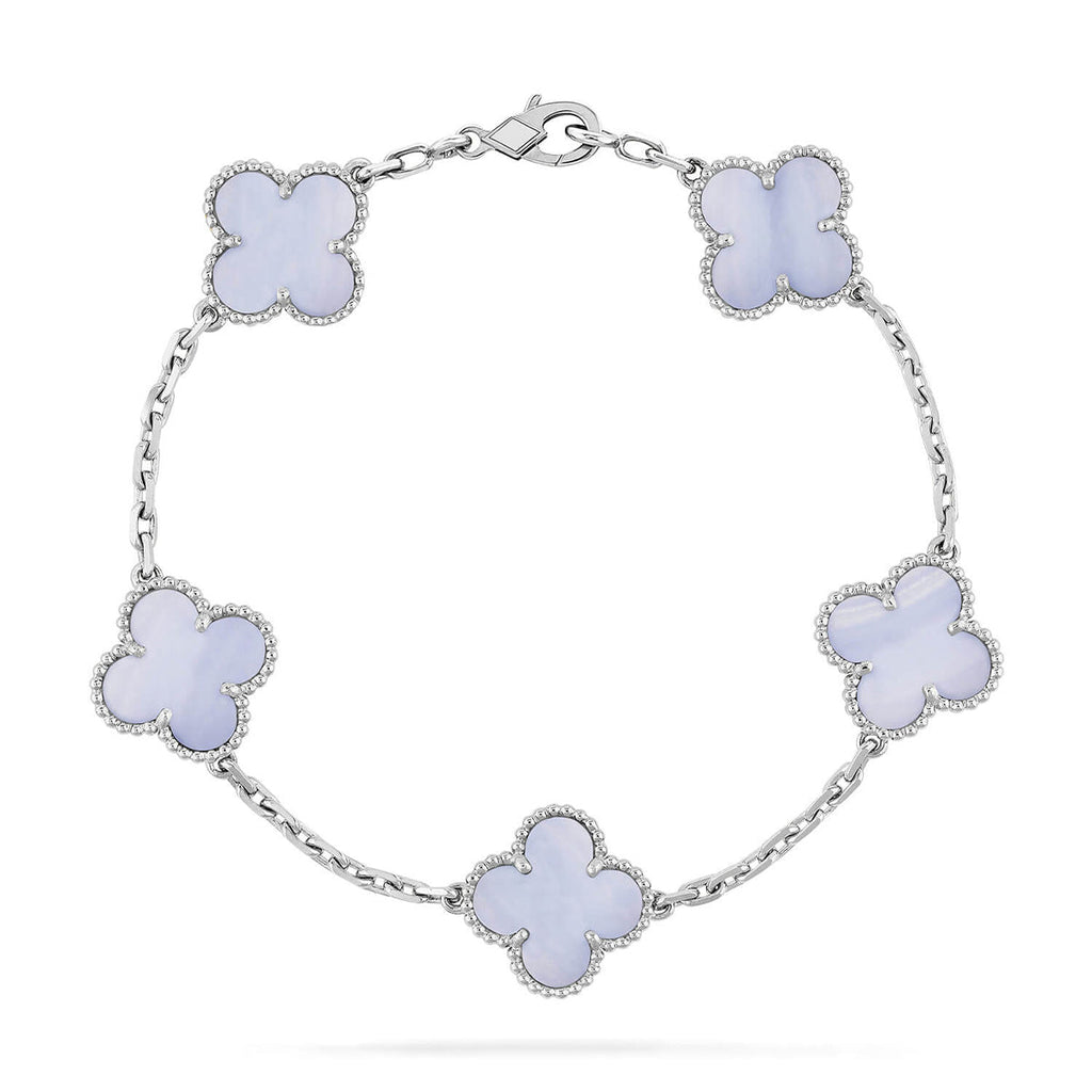 [Elowen jewels ] KOLLEKTION: CLOVER 5-MOTIV ARMBAND AUS LILA CHALCEDON