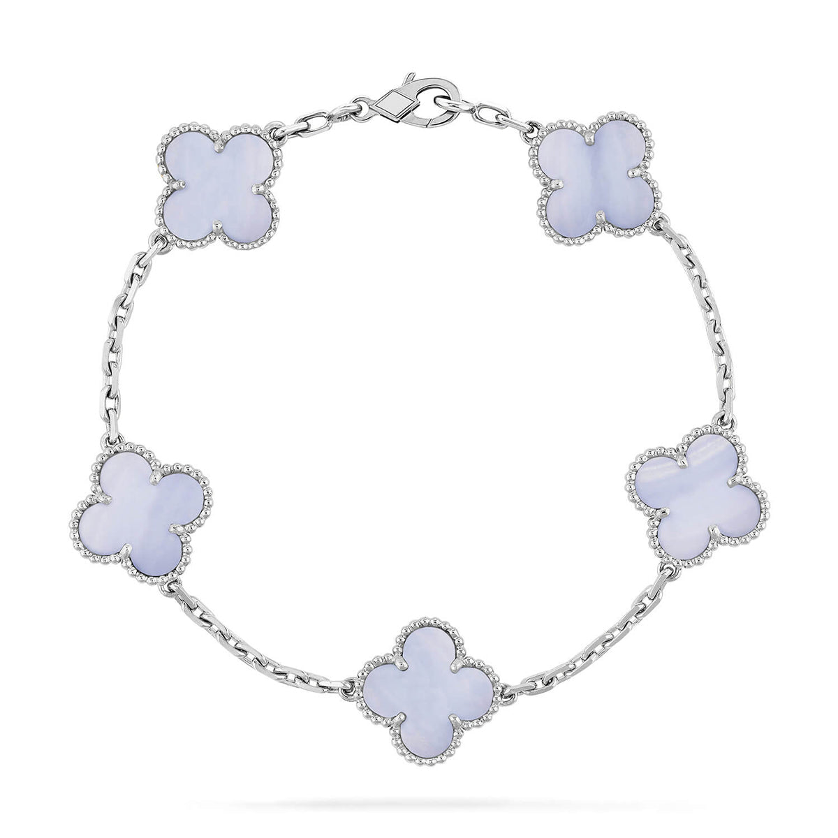 [Elowen jewels ] KOLLEKTION: CLOVER 5-MOTIV ARMBAND AUS LILA CHALCEDON