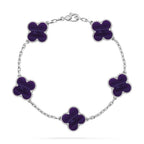 [Elowen jewels ]CLOVER ARMBAND MIT 5 MOTIVEN LILA STREIFEN KOLLEKTION