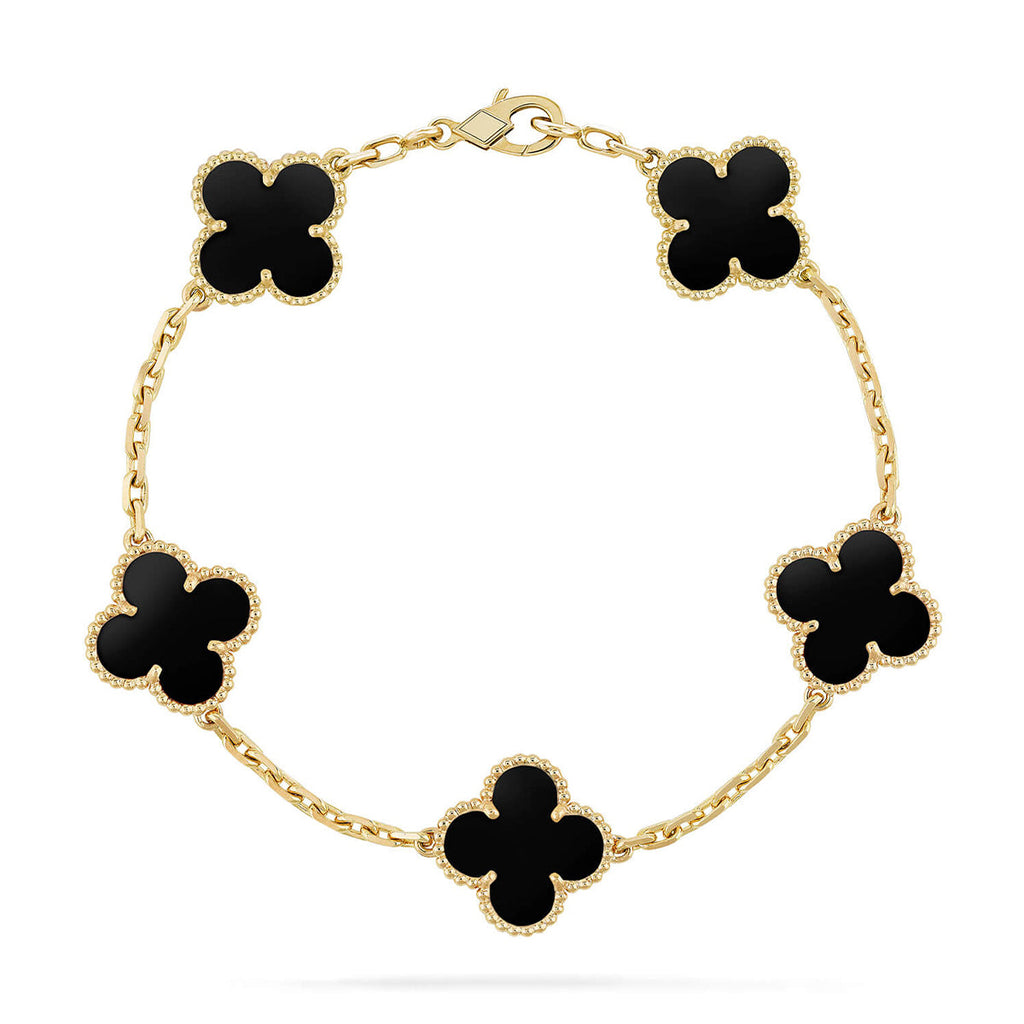 [Elowen jewels ] CLOVER 5 MOTIF ONYXS BRACELET COLLECTION