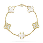 [Elowen jewels ]KOLLEKTION CLOVER WHITE PEARL MOP ARMBAND MIT 5 MOTIVEN