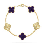 [Elowen jewels ]CLOVER ARMBAND MIT 5 MOTIVEN LILA STREIFEN KOLLEKTION