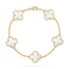 [Elowen jewels ]KOLLEKTION CLOVER WHITE PEARL MOP ARMBAND MIT 5 MOTIVEN