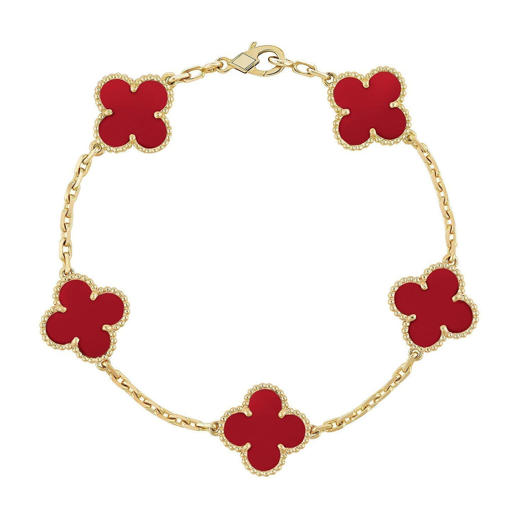 [Elowen jewels ] CLOVER 5 MOTIF RED CORNELIAN BRACELET COLLECTION