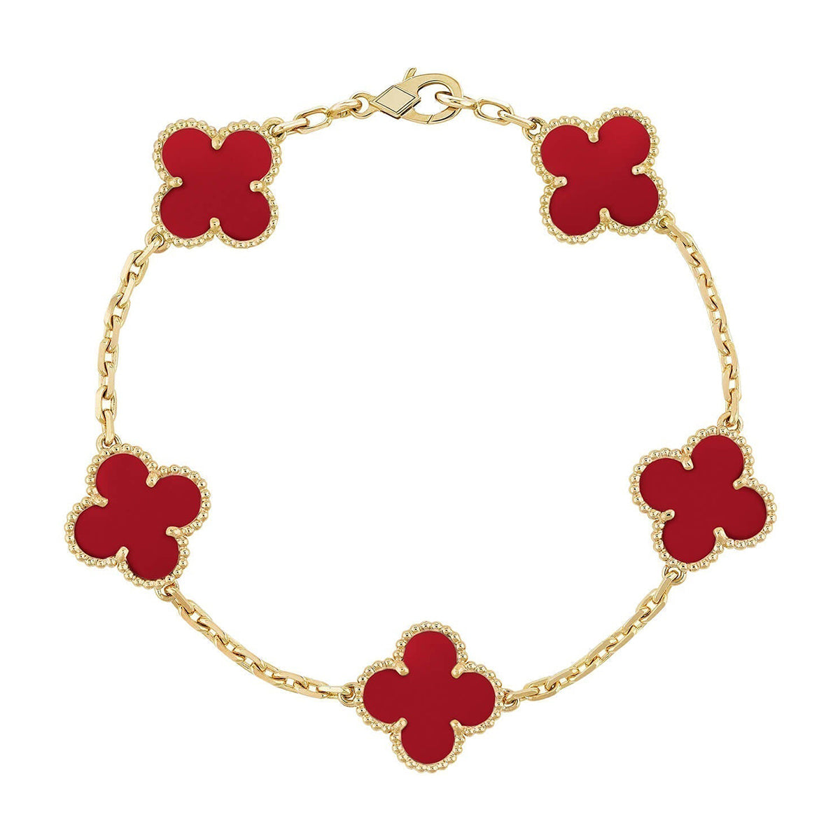 [Elowen jewels ] CLOVER 5 MOTIF RED CORNELIAN BRACELET COLLECTION