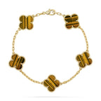 [Elowen jewels ] KOLLEKTION KLEEBLATT ARMBAND MIT 5 TIGERAUGE-MOTIVEN