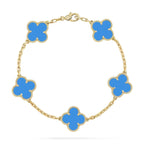 [Elowen jewels ] KOLLEKTION CLOVER 5 MOTIV ARMBAND MIT BLAUEM ACHAT