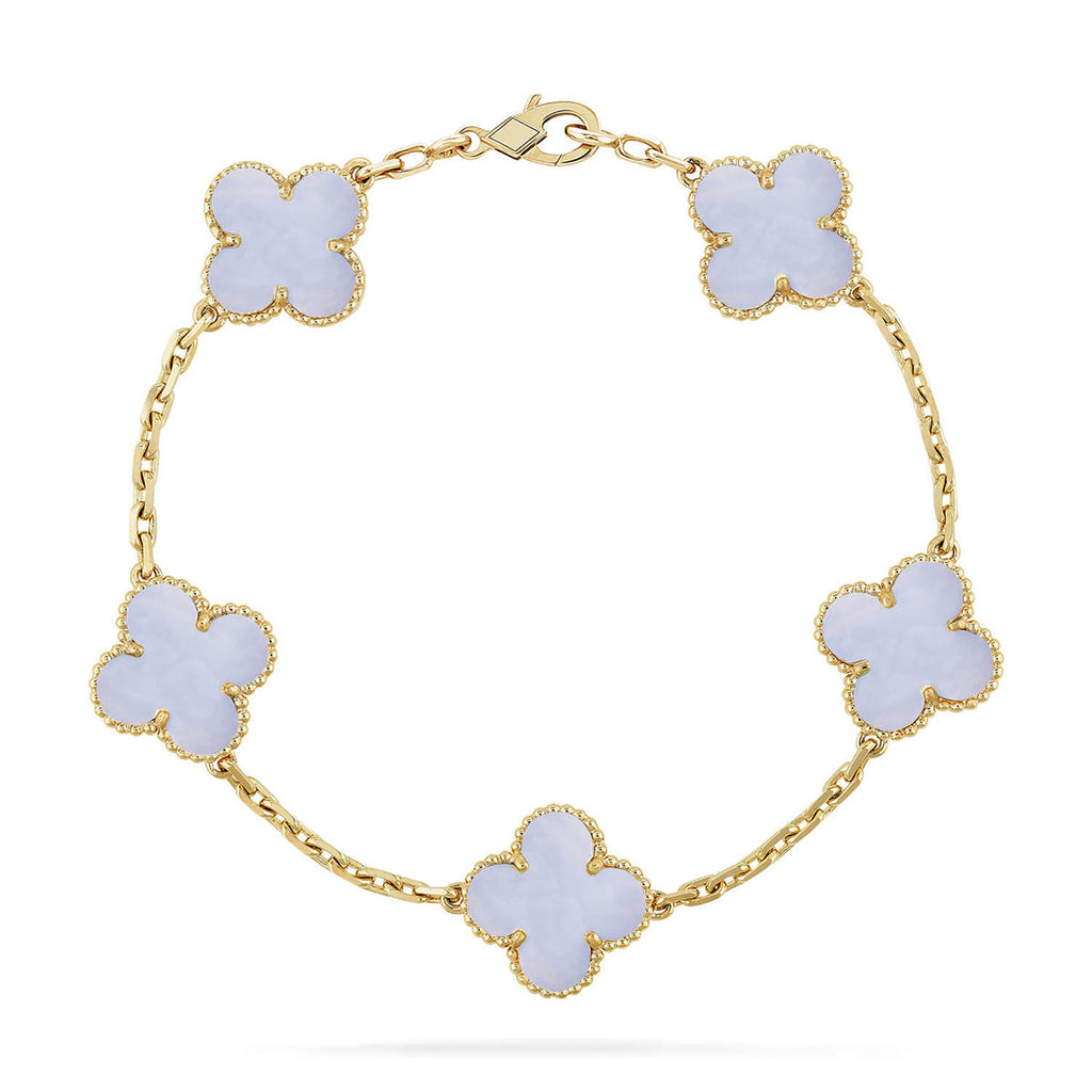 [Elowen jewels ] KOLLEKTION: CLOVER 5-MOTIV ARMBAND AUS LILA CHALCEDON