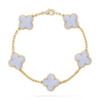 [Elowen jewels ] KOLLEKTION: CLOVER 5-MOTIV ARMBAND AUS LILA CHALCEDON