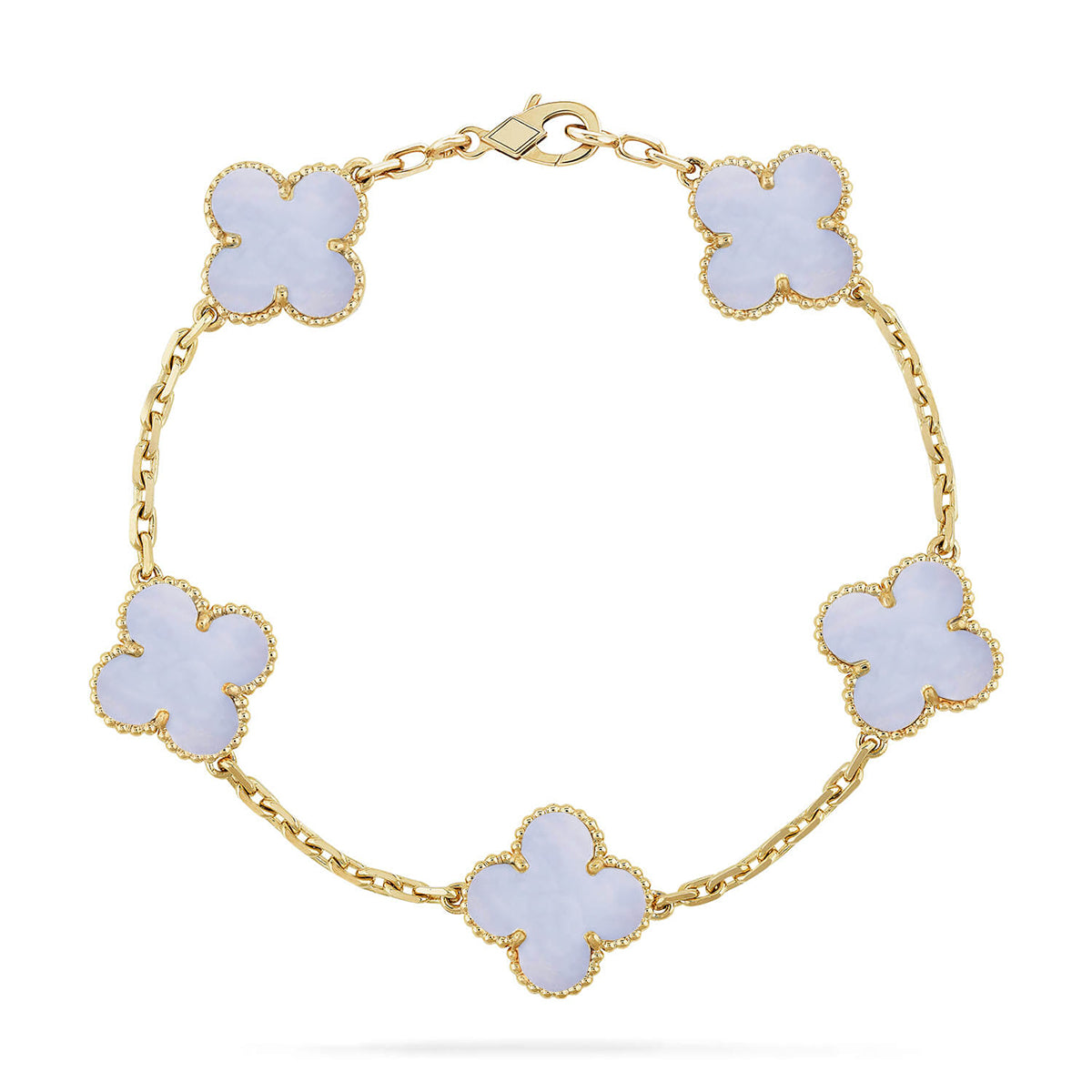 [Elowen jewels ] KOLLEKTION: CLOVER 5-MOTIV ARMBAND AUS LILA CHALCEDON