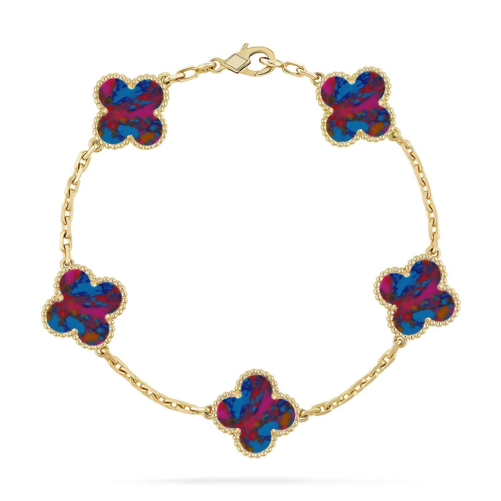 [Elowen jewels ]CLOVER 5 MOTIF COLOR GEMSTONES BRACELET COLLECTION