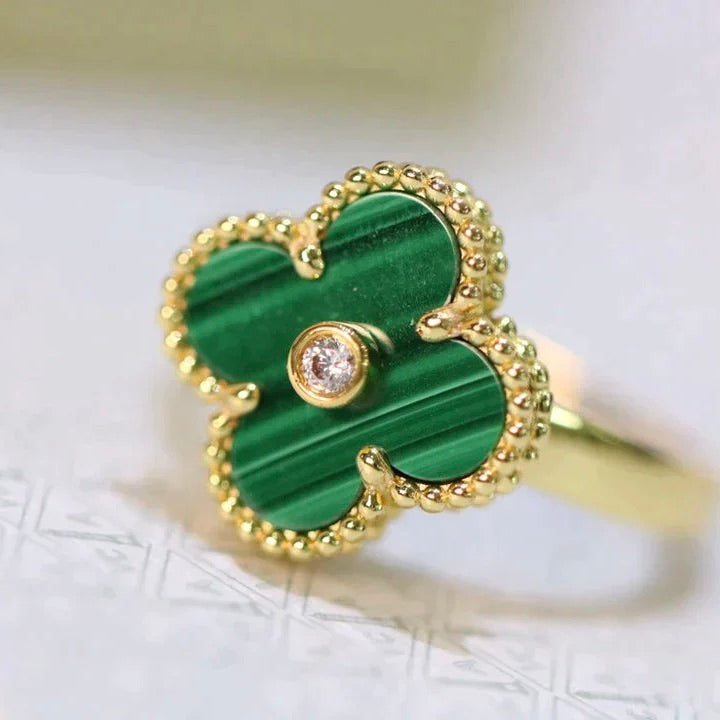 [Elowen jewels ]クローバー マラカイト リング ゴールド ダイヤモンド