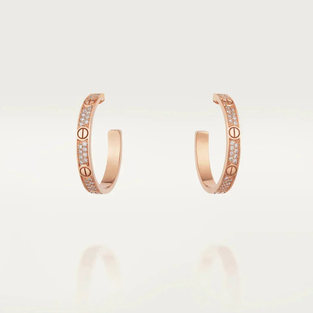 [Elowen jewels ]LOVE DIAMOND PINK GOLD HOOP EARRINGS