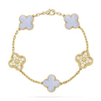 [Elowen jewels ] KOLLEKTION: CLOVER 5-MOTIV ARMBAND AUS LILA CHALCEDON
