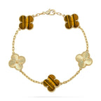 [Elowen jewels ] KOLLEKTION KLEEBLATT ARMBAND MIT 5 TIGERAUGE-MOTIVEN