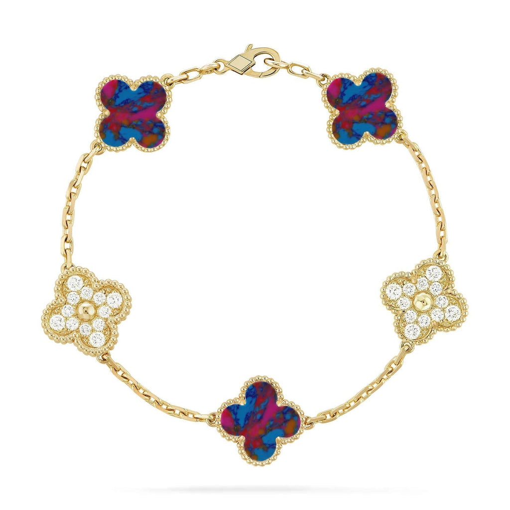 [Elowen jewels ]CLOVER 5 MOTIF COLOR GEMSTONES BRACELET COLLECTION