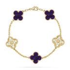[Elowen jewels ]CLOVER ARMBAND MIT 5 MOTIVEN LILA STREIFEN KOLLEKTION