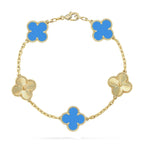 [Elowen jewels ] KOLLEKTION CLOVER 5 MOTIV ARMBAND MIT BLAUEM ACHAT