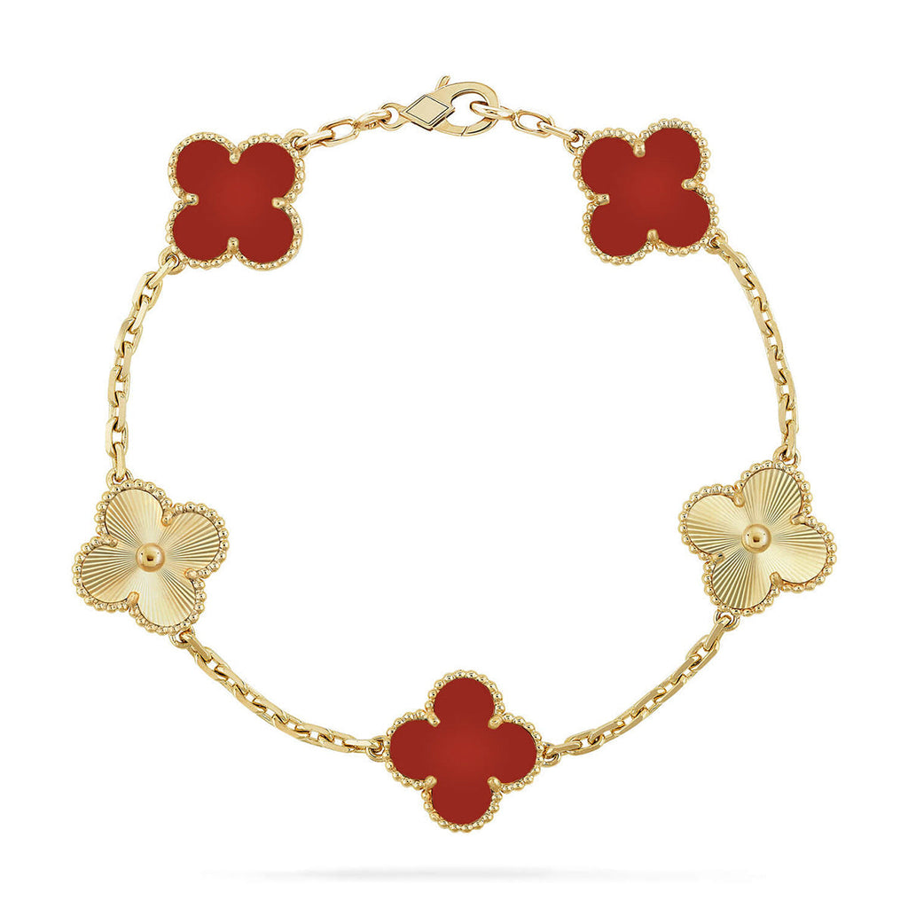 [Elowen jewels ] CLOVER 5 MOTIF RED CORNELIAN BRACELET COLLECTION