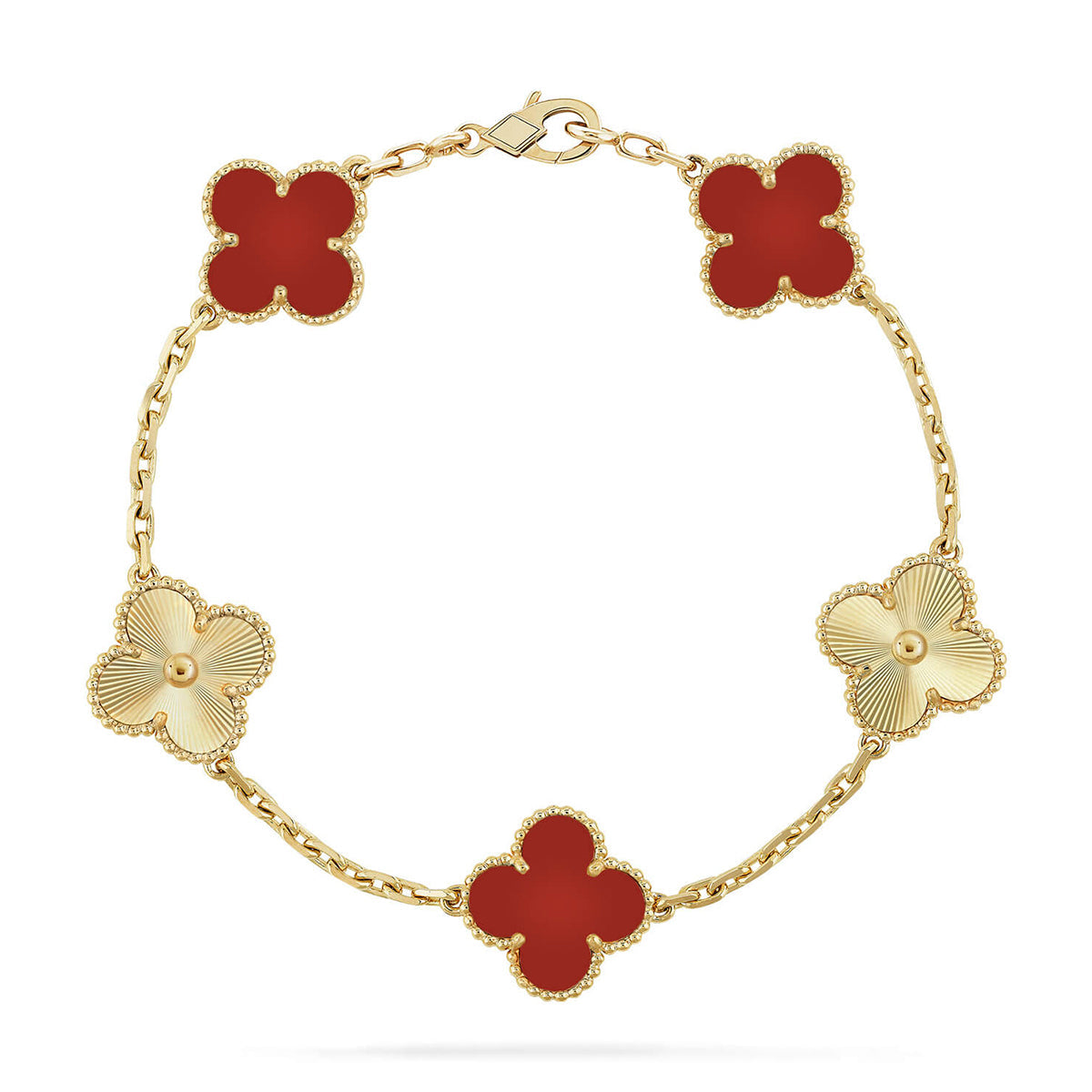 [Elowen jewels ] CLOVER 5 MOTIF RED CORNELIAN BRACELET COLLECTION