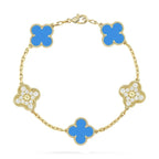 [Elowen jewels ] KOLLEKTION CLOVER 5 MOTIV ARMBAND MIT BLAUEM ACHAT