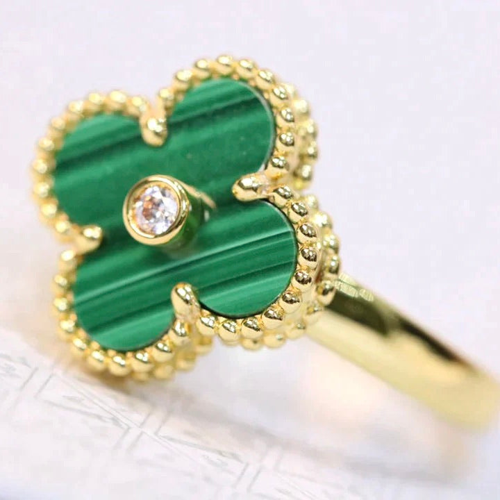 [Elowen jewels ]クローバー マラカイト リング ゴールド ダイヤモンド