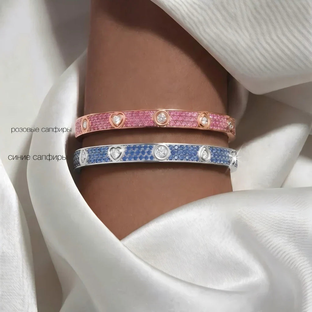 [Elowen jewels]KLASSISCHES 6,1-MM-LOVE-ARMBAND MIT 10-DIAMANT-VOLLPFLASTERUNG