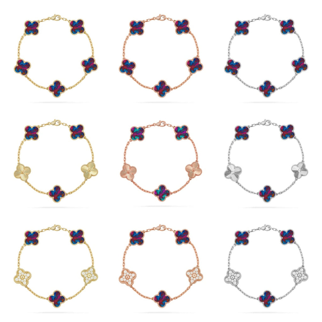 [Elowen jewels ]CLOVER 5 MOTIF COLOR GEMSTONES BRACELET COLLECTION