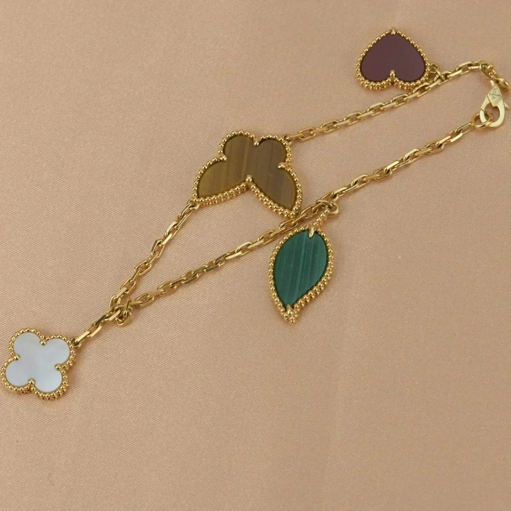 [Elowen jewels ]ラッキースプリング 5モチーフ ゴールドブレスレット