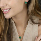 [Elowen jewels ]CLOVER MINI 9,5 MM MALACHIT OHRRINGE