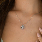 [Elowen jewels ]CLOVER 15MM DIAMANT-LASER-HALSKETTE SILBER