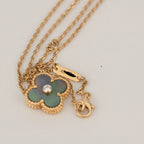 [Elowen jewels ]CLOVER 15MM DIAMOND- UND GRAU-PERLMUTT-HALSKETTE